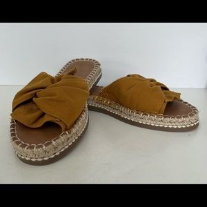 Women's Universal Thread Mustard Gold Knot Bow Canvas Espadrilles Slide Sandals